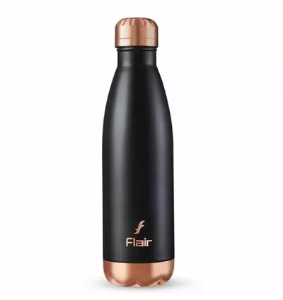 Flair Spark Vacuum Insulated Steel Bottle Black Color - (500 ML, Black)
