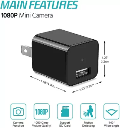 USB Wall Charger Hidden Spy Camera