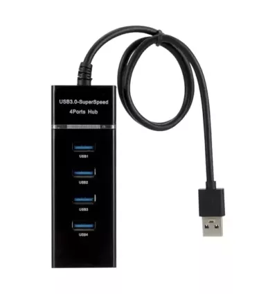 USB Hub 4 Ports - High-Speed USB Splitter Extension Connector for Multiple Device Connectivity.