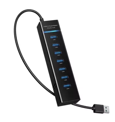 USB Hub 3.0 - 7Port Multi USB Hub for PC and Laptop, 30cm Long Cable, Compatible with MacBook, Mac Pro, Mac Mini, and Surface Pro.