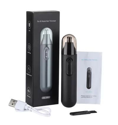 Electric Nose And Ear Hair Trimmer With Stainless Steel DoubledWinged Blade Painless Portable Battery-Operated Hair Remover