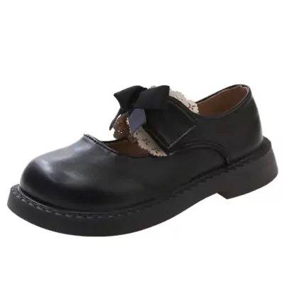 Black Girls’ School Shoe – Bow Design