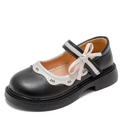 Elegant Girls' Dress Shoe – Classic Black & White